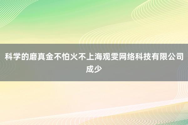 科学的磨真金不怕火不上海观雯网络科技有限公司成少